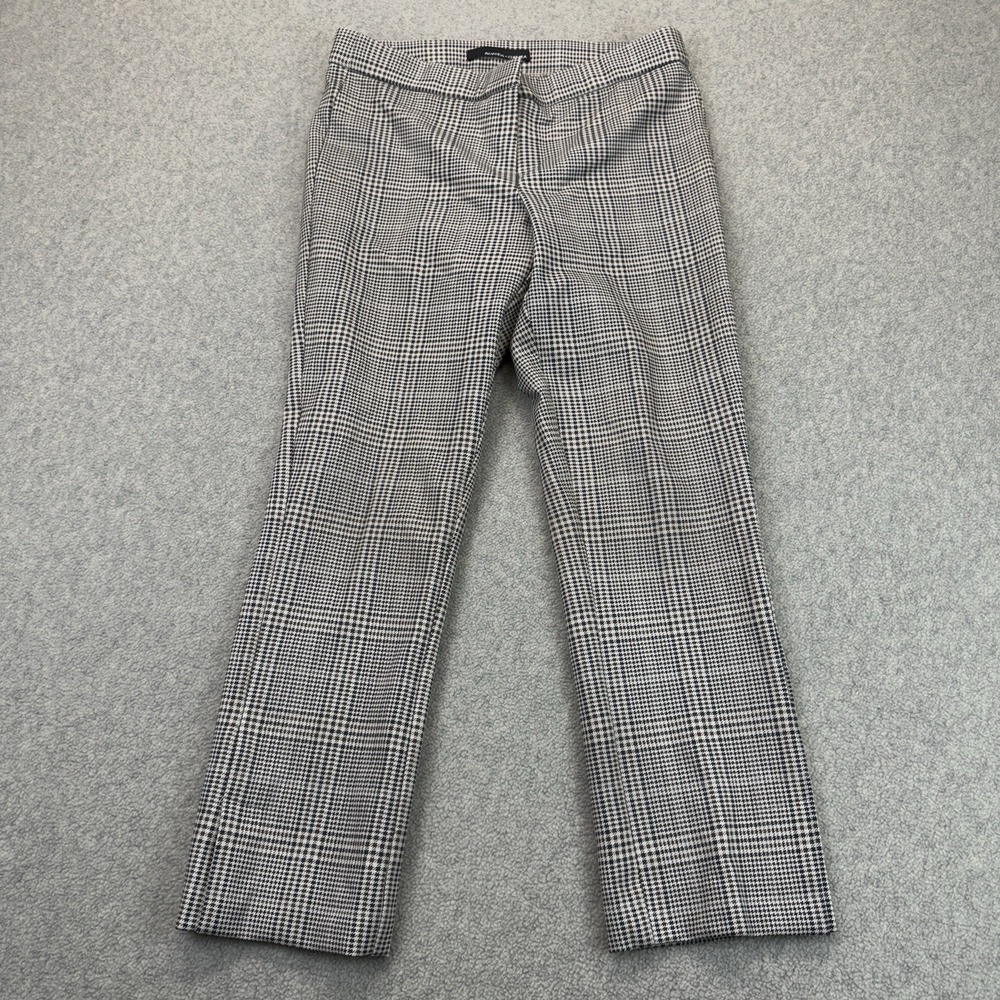 Amanda + Chelsea Pants Womens 6 Black White Houndstooth Trouser Straight Leg